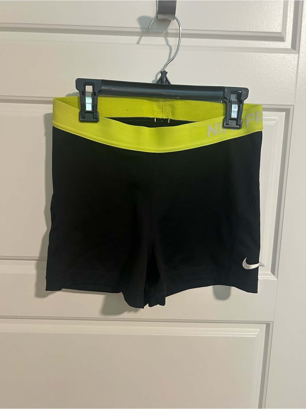 Nike Black Bike Shorts with Neon Yellow Waistband